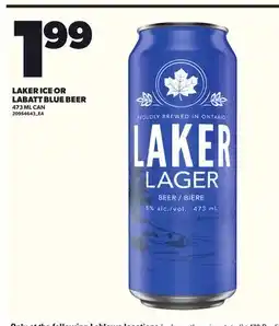 Loblaws LAKER ICE OR LABATT BLUE BEER, 473 ML CAN offer