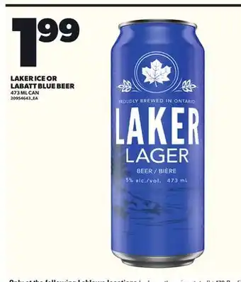 Loblaws LAKER ICE OR LABATT BLUE BEER, 473 ML CAN offer