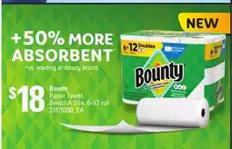 Loblaws BOUNTY PAPER TOWEL, 6=12ROLL offer