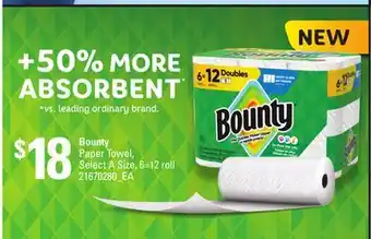 Loblaws BOUNTY PAPER TOWEL, 6=12ROLL offer