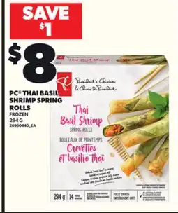 Loblaws PC THAI BASIL SHRIMP SPRING ROLLS, 294 G offer