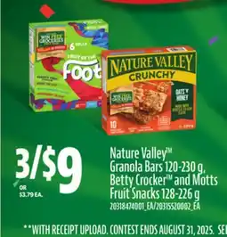 Loblaws NATURE VALLEY GRANOLA BARS, 120-230 G, BETTY CROCKER AND MOTTS FRUIT SNACKS, 128-226 G offer