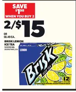 Loblaws BRISK LEMON ICE TEA 12X355ML offer