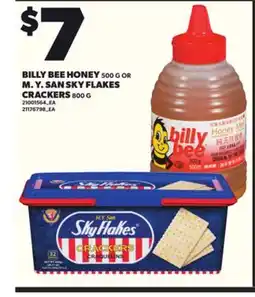 Loblaws BILLY BEE HONEY 500G OR M.Y. SAN SKY FLAKES CRACKERS, 800G offer