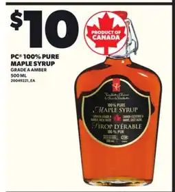 Loblaws PC 100% PURE MAPLE SYRUP, 500ML offer
