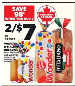 Loblaws WONDER OR D'ITALIANO BREAD OR BUNS offer