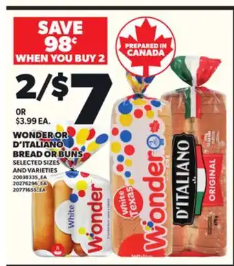 Loblaws WONDER OR D'ITALIANO BREAD OR BUNS offer