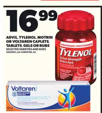 Loblaws ADVIL TYLENOL, MOTRIN OR VOLTAREN CAPLETS, TABLETS, GELS OR RUBS offer