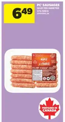 Real Canadian Superstore PC SAUSAGES, 375/500 G offer