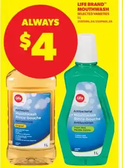 Real Canadian Superstore LIFE BRAND MOUTHWASH, 1 L offer