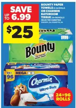 Real Canadian Superstore BOUNTY PAPER TOWELS 8 = 24 ROLLS OR CHARMIN BATHROOM TISSUE 24 = 96 ROLLS offer