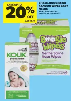 Real Canadian Superstore CHASE, BOOGIES OR KANDOO WIPES BABY NEEDS offer