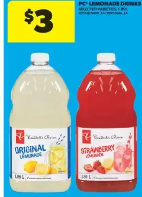 Real Canadian Superstore PC LEMONADE DRINKS, 1.89 L offer