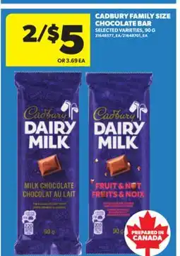 Real Canadian Superstore CADBURY FAMILY SIZE CHOCOLATE BAR, 90 G offer