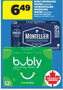 Real Canadian Superstore BUBLY SPARKLING WATER, 12X355 ML OR MONTELLIER SPARKLING WATER, 10X355 ML offer