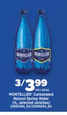 Real Canadian Superstore MONTELLIER CARBONATED NATURAL SPRING WATER, 1L offer