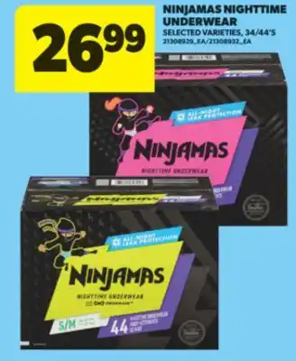 Real Canadian Superstore NINJAMAS NIGHTTIME UNDERWEAR, 34/44'S offer