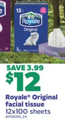 Real Canadian Superstore ROYALE ORIGINAL FACIAL TISSUE, 12X100 SHEETS offer
