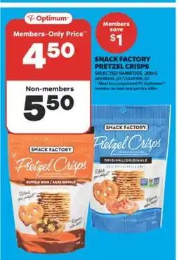 Real Canadian Superstore SNACK FACTORY PRETZEL CRISPS, 200 G offer