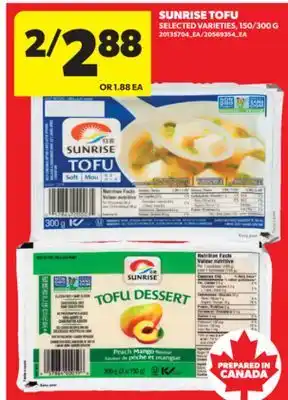 Real Canadian Superstore SUNRISE TOFU, 150/300 G offer
