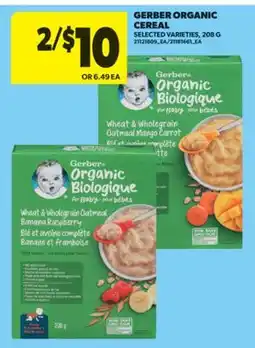 Real Canadian Superstore GERBER ORGANIC CEREAL, 208 G offer