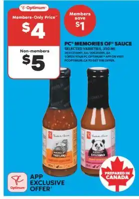 Real Canadian Superstore PC MEMORIES OF SAUCE, 350 ML offer