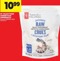 Real Canadian Superstore PC BLACK TIGER SHRIMP RAW ZIPPERBACK , 16-20/LB, 400 G offer