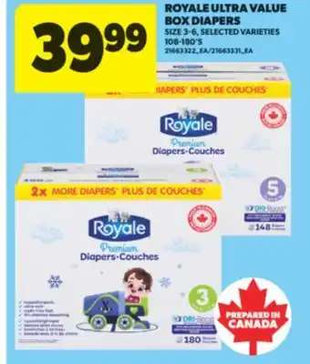 Real Canadian Superstore ROYALE ULTRA VALUE BOX DIAPERS, SIZE 3-6, 108-180'S offer