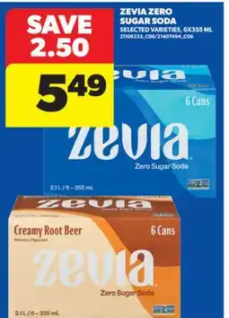 Real Canadian Superstore ZEVIA ZERO SUGAR SODA, 6X355 ML offer