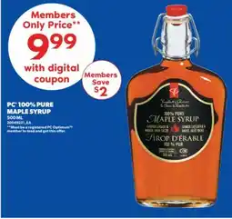 Real Canadian Superstore PC 100% PURE MAPLE SYRUP, 500 ML offer