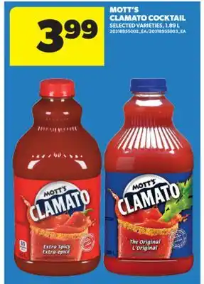 Real Canadian Superstore MOTT'S CLAMATO COCKTAIL, 1.89 L offer
