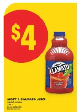No Frills MOTT'S CLAMATO JUICE, 1.89 L offer