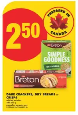 No Frills DARE CRACKERS, DRY BREADS or CRISPS, 100-225 g offer