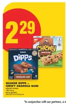 No Frills QUAKER DIPPS or CHEWY GRANOLA BARS, 120-156 g offer