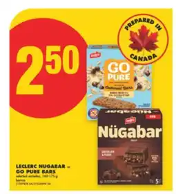 No Frills LECLERC NUGABAR or GO PURE BARS, 140-175 g offer