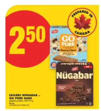 No Frills LECLERC NUGABAR or GO PURE BARS, 140-175 g offer