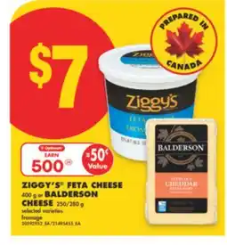 No Frills ZIGGY'S FETA CHEESE, 400 g or BALDERSON CHEESE, 250/280 g offer