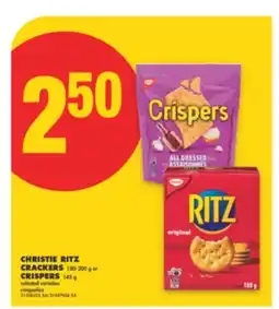 No Frills CHRISTIE RITZ CRACKERS, 180-200 g or CRISPERS, 145 g offer