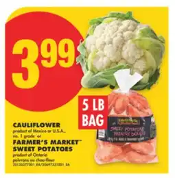 No Frills CAULIFLOWER or FARMER'S MARKET SWEET POTATOES, 5 LB BAG offer