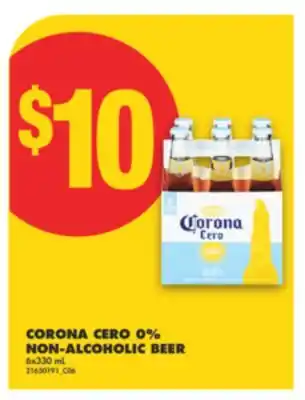 No Frills CORONA CERO 0% NON-ALCOHOLIC BEER, 6x330 mL offer