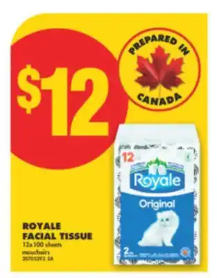 No Frills ROYALE FACIAL TISSUE, 12x100 sheets offer