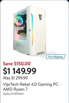 Walmart ViprTech Rebel 4.0 Gaming PC - AMD Ryzen 7 offer