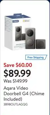 Walmart Aqara Video Doorbell G4 (Chime Included) offer