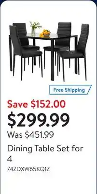 Walmart Dining Table Set for 4 offer