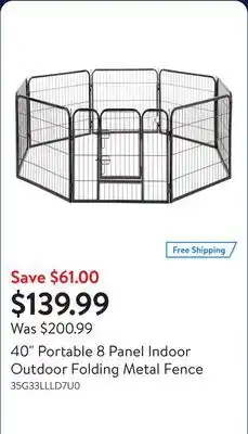 Walmart 40 Portable 8 Panel Indoor Outdoor Folding Metal Fence offer