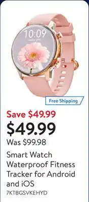 Walmart Smart Watch Waterproof Fitness Tracker for Android and iOS offer