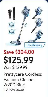 Walmart Prettycare Cordless Vacuum Cleaner W200 Blue offer