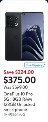 Walmart OnePlus 10 Pro 5G 8GB RAM 128GB Unlocked Smartphone offer