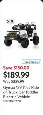 Walmart Gymax 12V Kids Ride on Truck Car Toddler Electric Vehicle offer