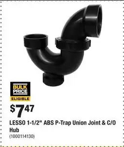 Home Depot LESSO 1-1/2 ABS P-Trap Union Joint & C/O Hub offer